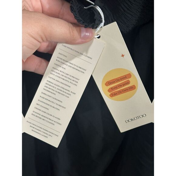 Dokotoo Womens Black Solid A-Line Dress Size 2XL Square Neck Tie Back Ruffle - Picture 9 of 11